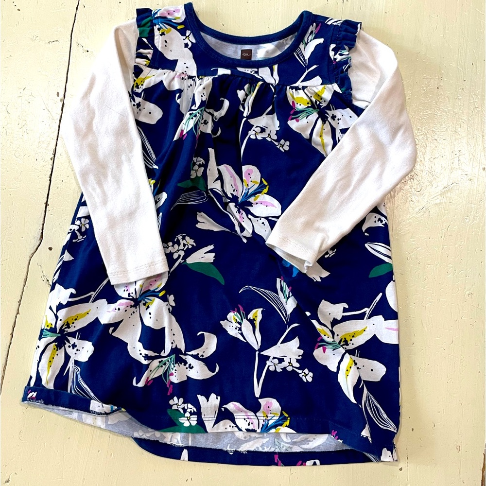 Tea collection size 4 dress; deep purple/ blue with floral